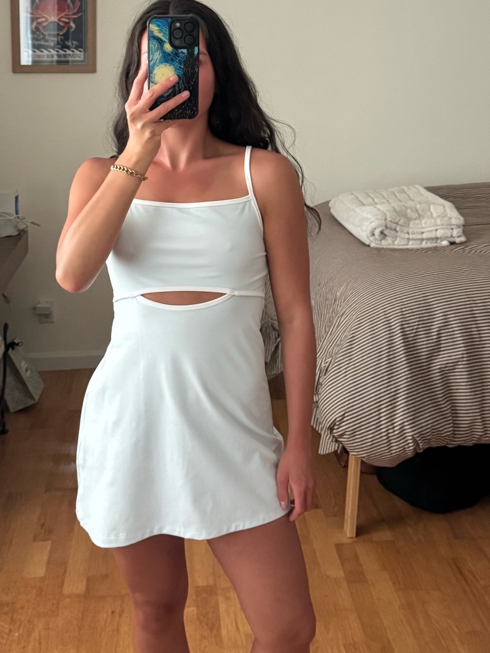 Target Mini Dress with Front Cutout and Thin Straps